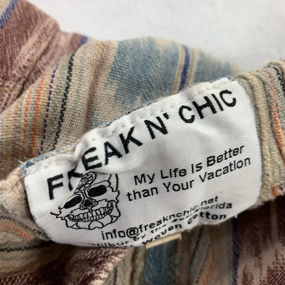 Freak N Chic 100% Woven Cotton Wide Leg Elastic Waist Drawstring Medium Beige M - Picture 3 of 8